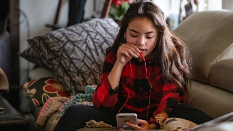 Tween Girl Using Social Media