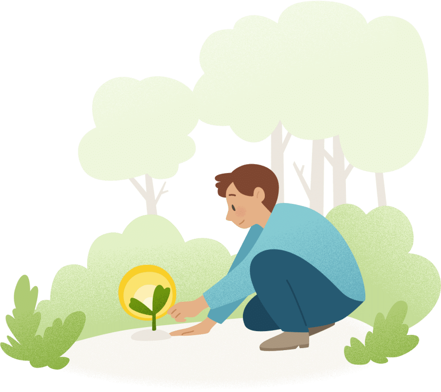 illustration of man planting a plant