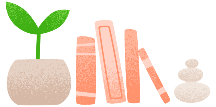 plant and books illustration